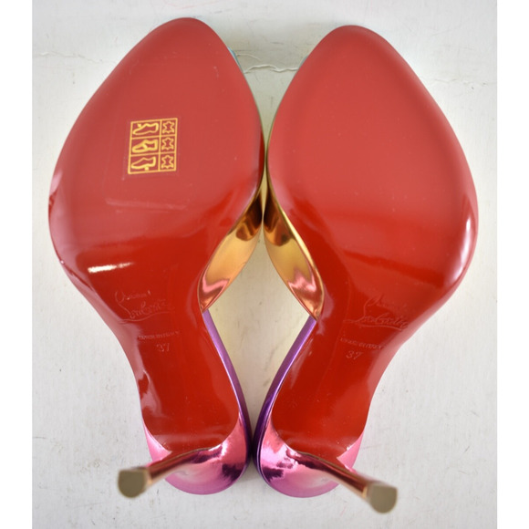 Christian Louboutin Me Dolly 100 Boreal Gold Backless Sandal Mule Heel Pump 37 - Picture 16 of 16